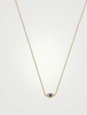 14K Gold Diamond Evil Eye Choker Necklace