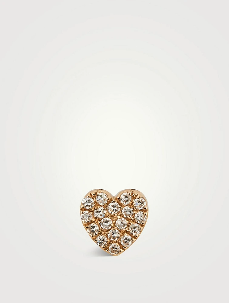 Baby 14K Gold Heart Stud Earring With Diamonds
