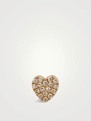 Baby 14K Gold Heart Stud Earring With Diamonds