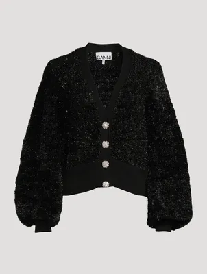 Sparkle Knit Cardigan With Crystal Buttons