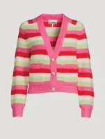 Striped Soft Knit Cardigan With Crystal Buttons