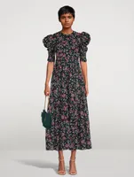 Sichelle Puff-Sleeve Midi Dress Floral Print