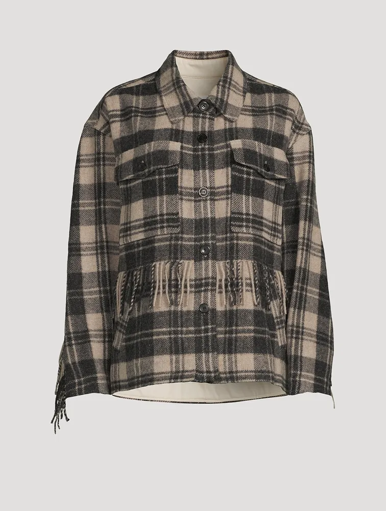 Filora Plaid Fringe Shirt Jacket