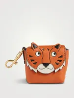 Tiger Leather Ear Phones Pouch