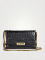 Small Triplet Croc-Embossed Leather Shoulder Bag