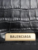 Small Triplet Croc-Embossed Leather Shoulder Bag