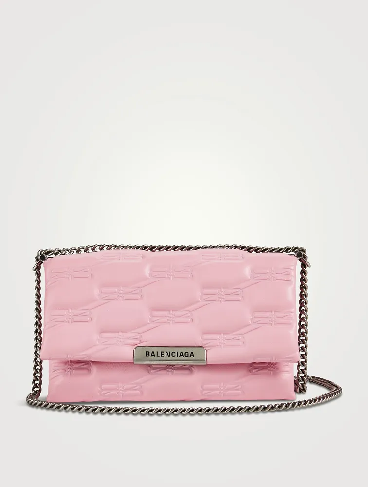 Small Triplet Croc-Embossed Leather Shoulder Bag