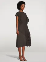 Slant Pleats Midi Dress