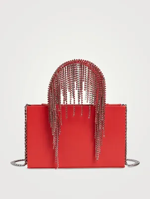 Midi Crystal Fringe Leather Tote Bag