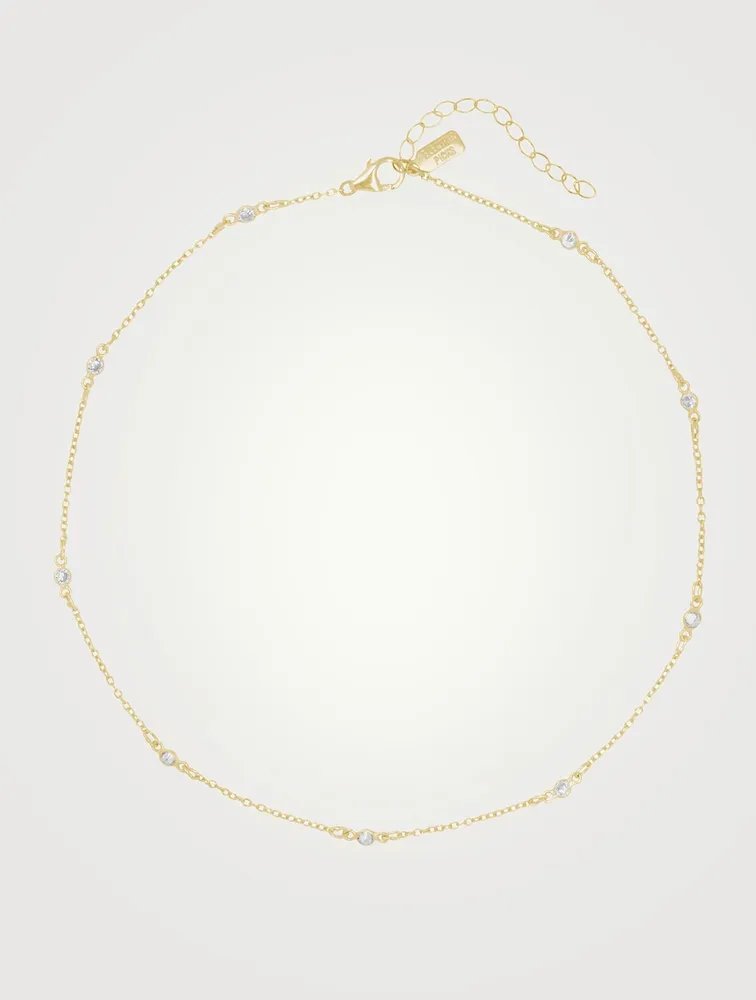 Gleam 14k Gold Vermeil Choker With Crystals