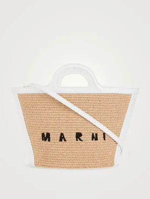 Small Tropicalia Raffia And Leather Tote Bag