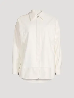 Faux Leather Shirt Jacket