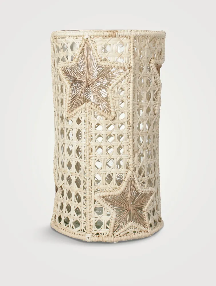 Golden Wish Raffia Holder With Glass Vase