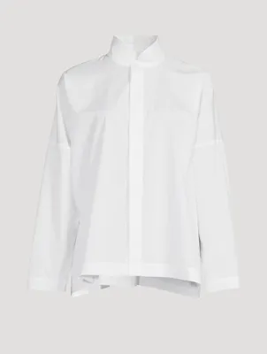Double Stand Collar Cotton Shirt