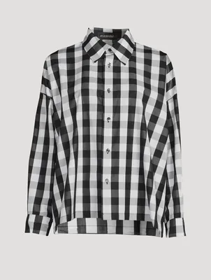 Gingham Cotton Poplin A-Line Shirt