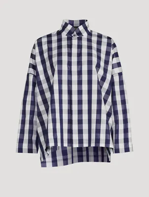 Gingham Cotton Poplin Wide Shirt