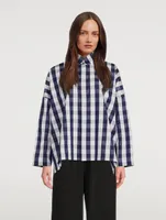 Gingham Cotton Poplin Wide Shirt