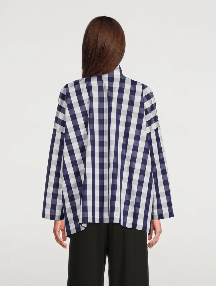 Gingham Cotton Poplin Wide Shirt