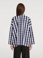 Gingham Cotton Poplin Wide Shirt
