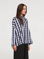 Gingham Cotton Poplin Wide Shirt