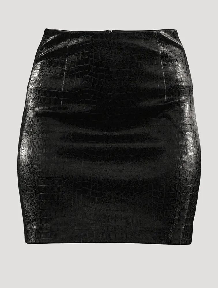 Luano Croc-Embossed Mini Skirt