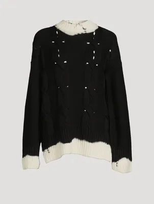 Dip-Dyed Cable-Knit Wool Sweater