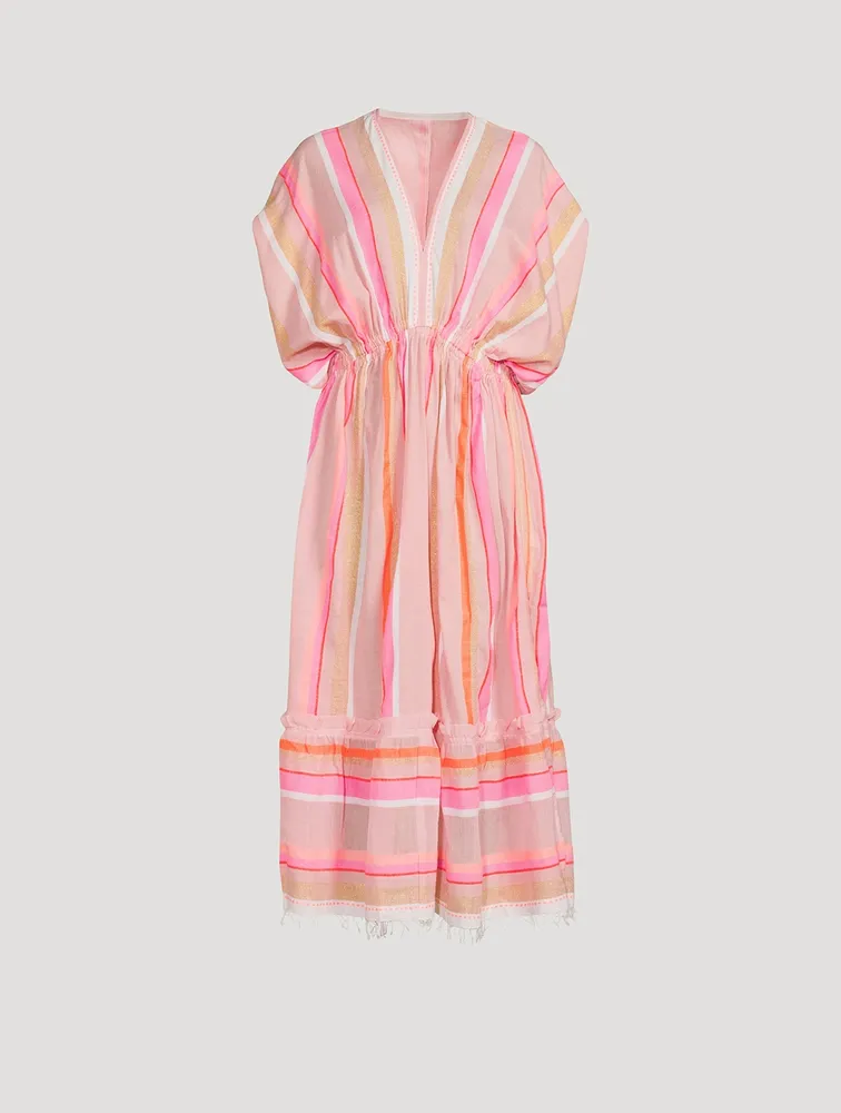 Jikirti Plunge Neck Dress Striped Print