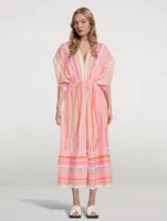 Jikirti Plunge Neck Dress Striped Print