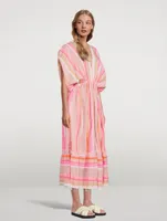 Jikirti Plunge Neck Dress Striped Print