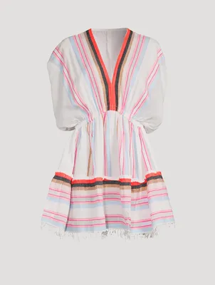 Bandira Short Plunge Neck Dress Striped Print