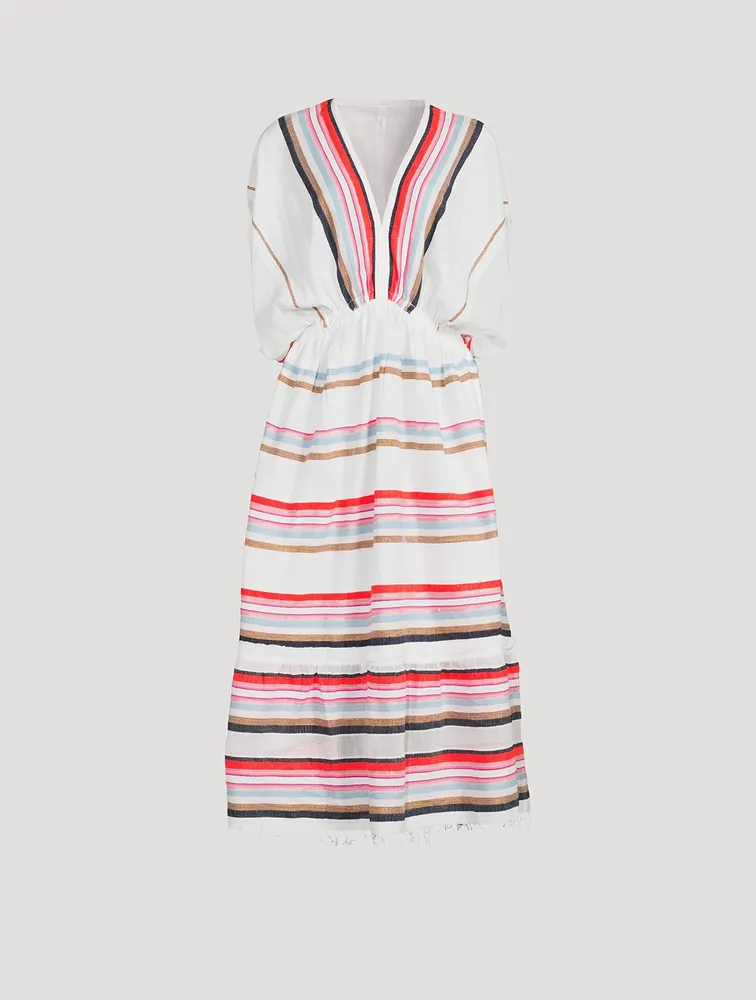 Bandira Plunge Neck Dress Striped Print