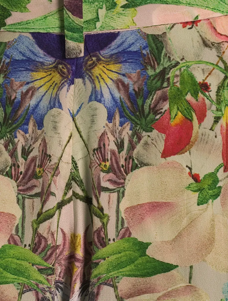 Belted High-Waisted Palazzo Pants Crowned Cranes Print