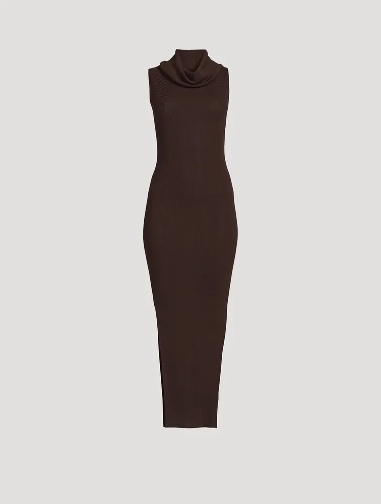 Cowl-Neck Wool Dress