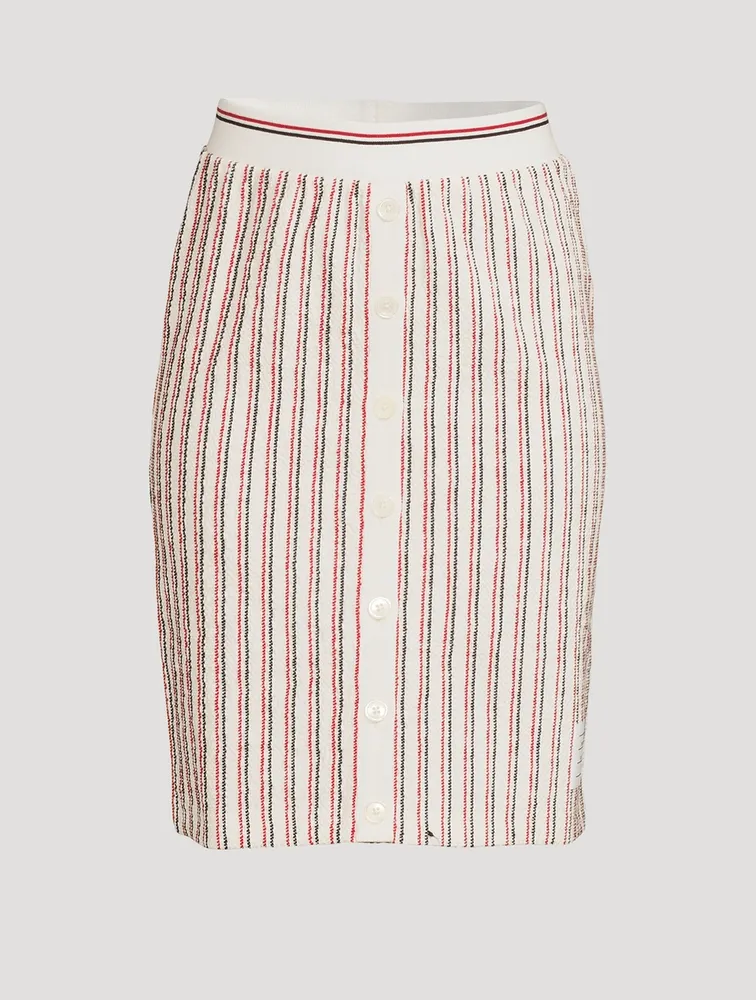 Textured Tweed Pencil Skirt Striped Print