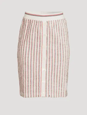Textured Tweed Pencil Skirt Striped Print