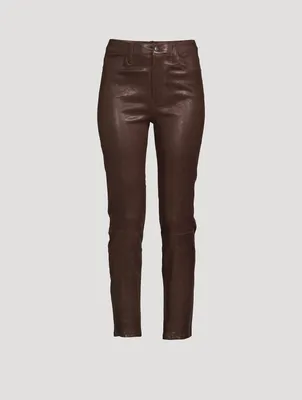 Le Sylvie Straight-Leg Leather Jeans