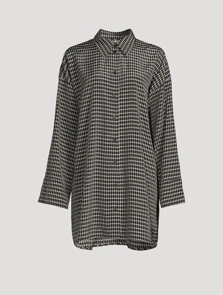 Jimea Long Shirt Grid Print