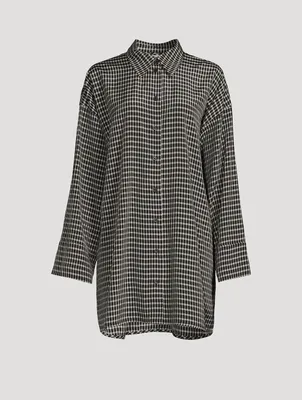 Jimea Long Shirt Grid Print