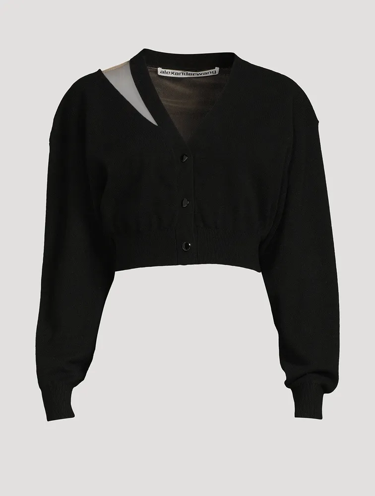 Illusion Tulle Cropped Cardigan