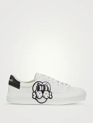City Sport Leather Sneakers With Tag Effect Dog