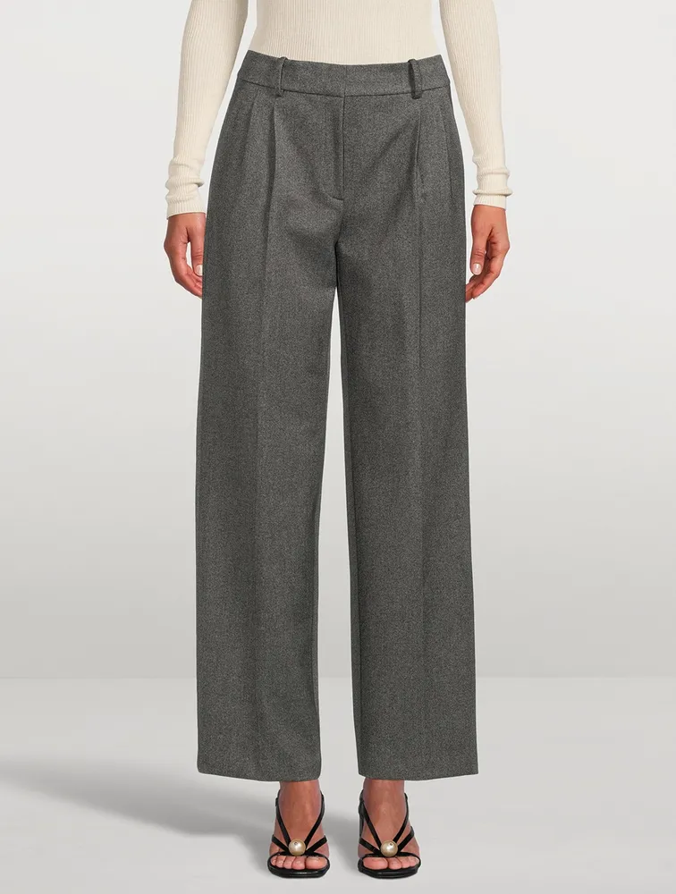 Wide-Leg Twill Trousers