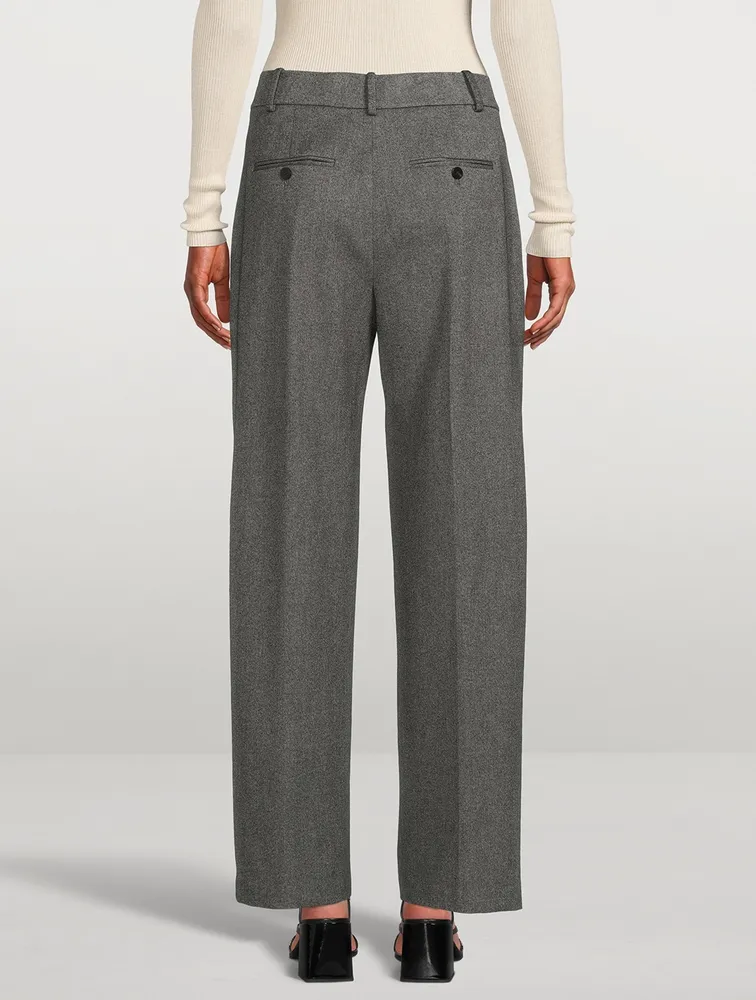 Wide-Leg Twill Trousers