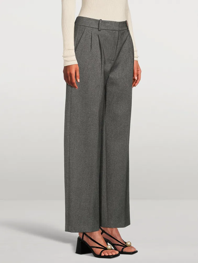 Wide-Leg Twill Trousers