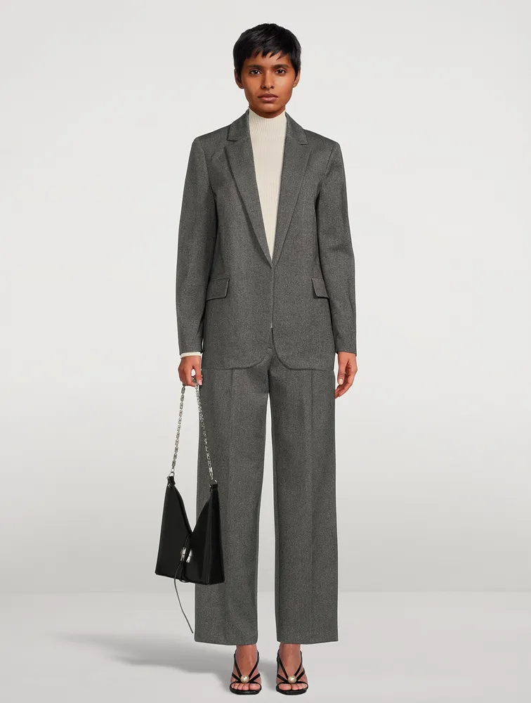 Wide-Leg Twill Trousers