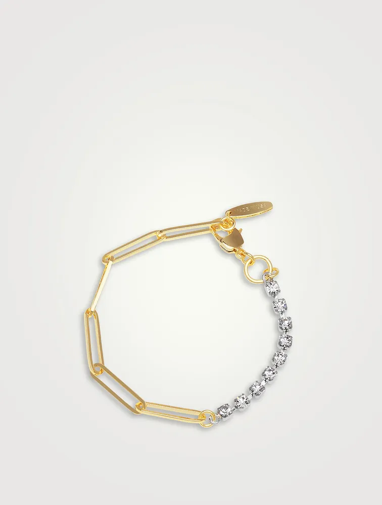 Asymmetrical Chain Bracelet With Crystals
