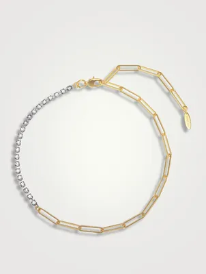 Asymmetrical Chain Necklace With Crystals