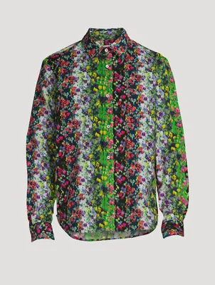 Cotton Shirt Blurred Flowers Print