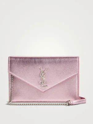 YSL Monogram Metallic Leather Chain Wallet