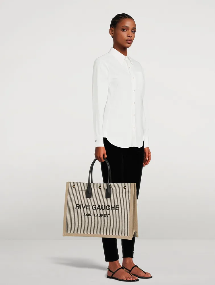 Rive Gauche Canvas Tote Bag In Stripe Print