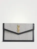 Medium Uptown Canvas Clutch In Stripe Print